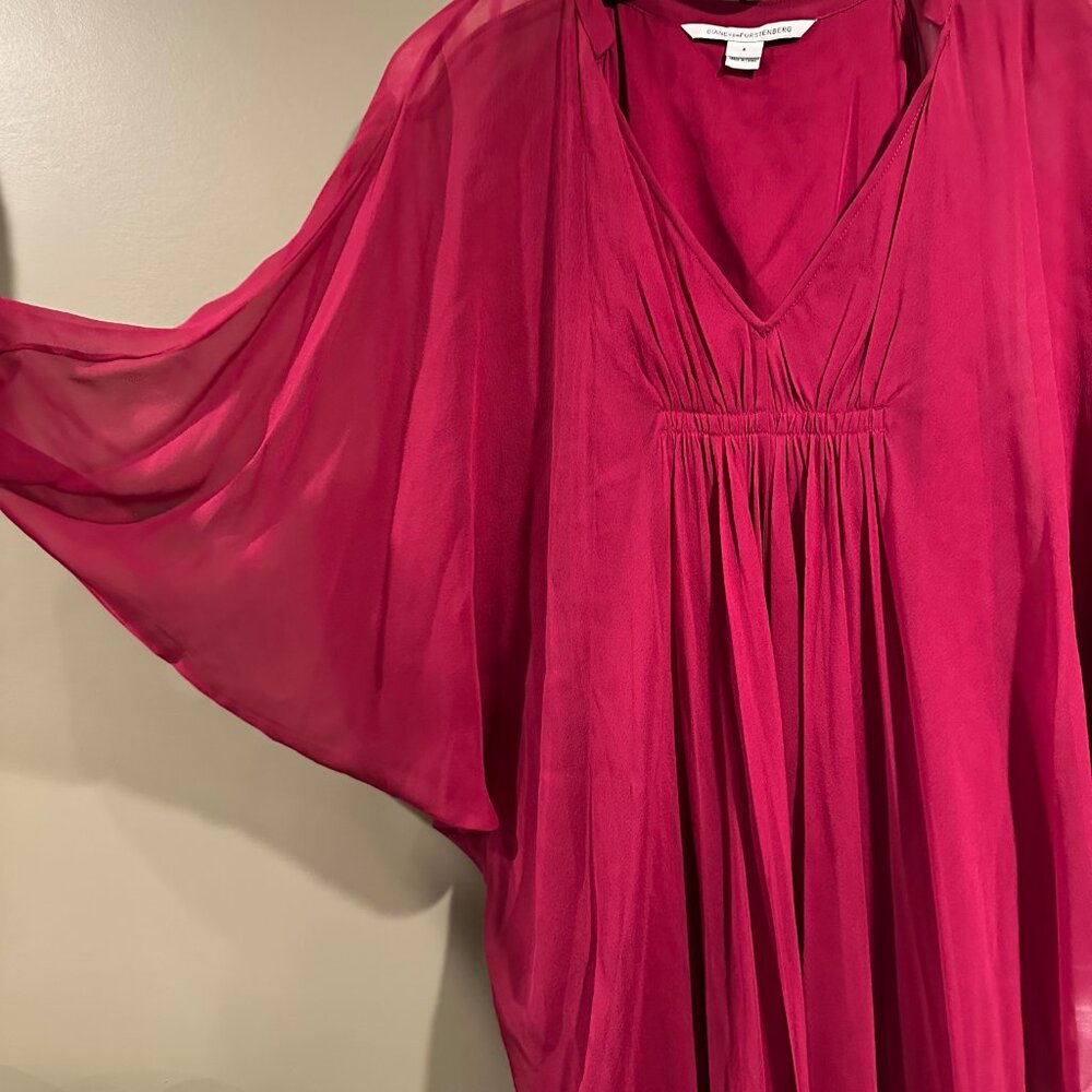 Diane Von Furstenburg Cranberry Colored Floaty Dress